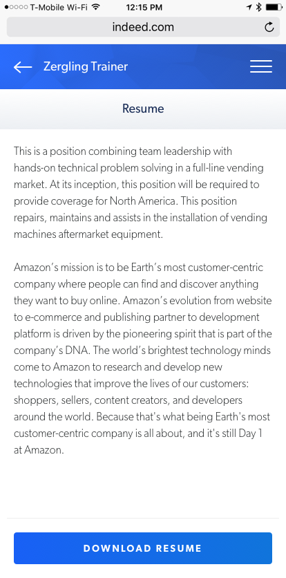 Candidate Details - Resume