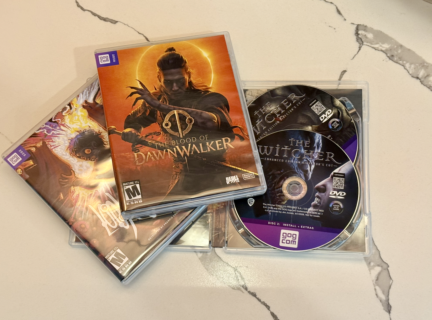 Custom physical editions of GOG games, including The Witcher and The Blood of Dawnwalker