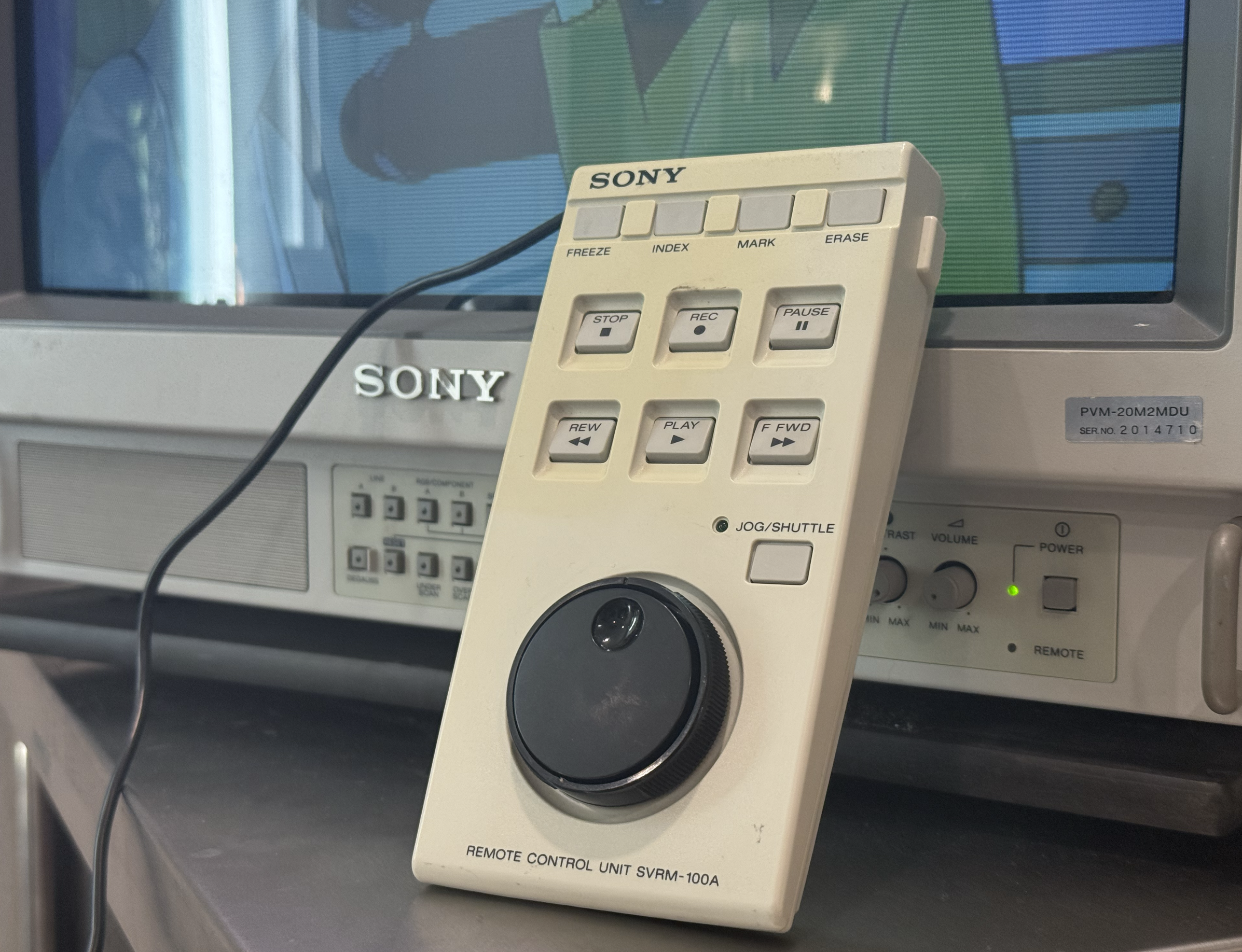 The SVRM-100A leaning against a Sony PVM